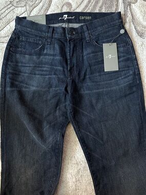 7 For All Mankind Carsen Men's Dark Blue ‘Easy Straight Leg’ Jeans NWT